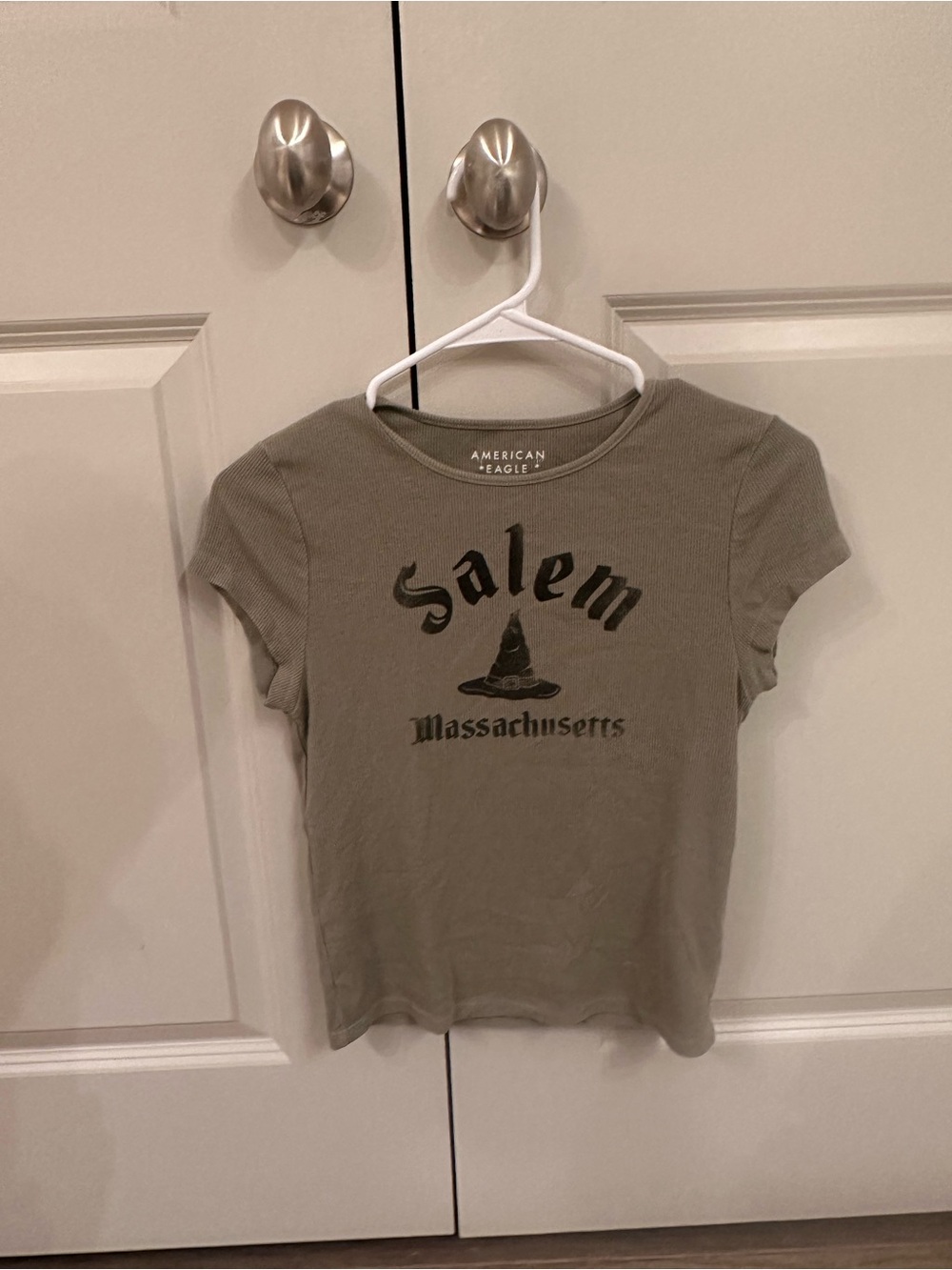 American Eagle Outfitters Olive Graphic Salem Tee
